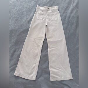 Zara Cream Flare Wide-Leg Jeans